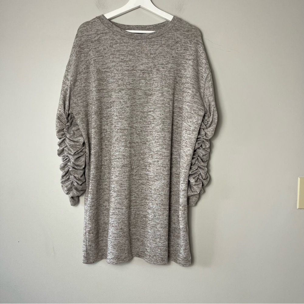 Zara Cinched Long Sleeve Cream Tan Soft Lightweight Oversized‎ Sweater Dress Med